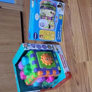 2 baby toys lot Vtech musical rhymes book toy Animal friends sorting cube NWT
